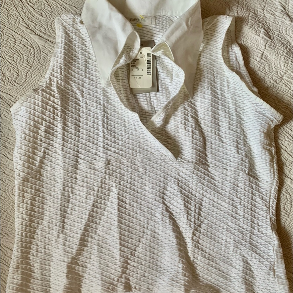 Banana Republic White Textured Sleeveless Shirt